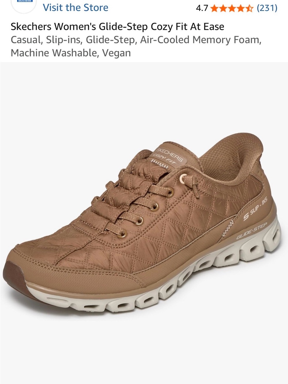 NWBox Skechers Women's Glide-Step Quilted Lace-Up Sneakers in Brown